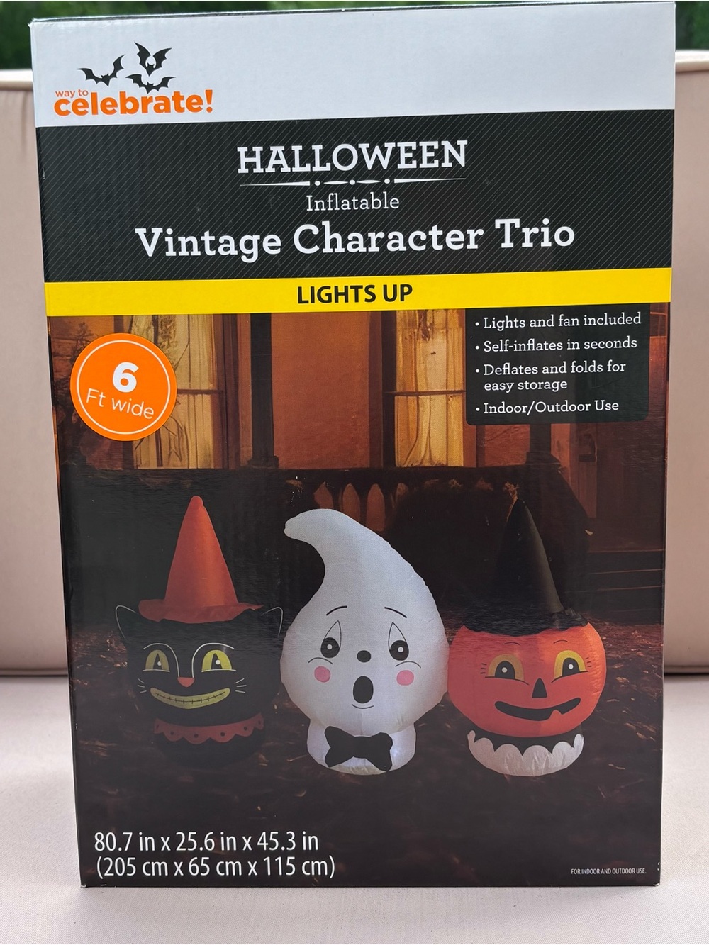Way To Celebrate 6ft wide Light Up Halloween Inflatable Vintage Character Trio